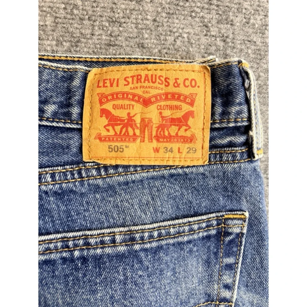 Levis 505 Jeans Mens 34x29‎ Regular Fit Straight Leg Blue Denim Pants